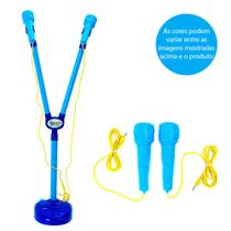 Microfone Duplo com Pedestal - Music Hero - Luz e Som - ST Import Microfone Duplo com Pedestal - Music Hero - Luz e Som - ST Import