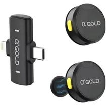Microfone Duplo de Lapela Sem Fio AGold MCF38D 2 em 1 Lightning e TipoC