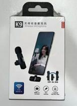 Microfone Duplo De Lapela Sem Fio Lightning Cor Preto tipo C e iOS - K9 wireless