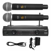 Microfone Duplo de Mão UHF Sem Fio Digital Com 96 Canais + Maleta