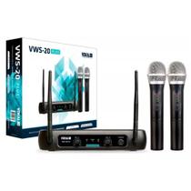 Microfone Duplo De Mão VHF Vokal VWS 20 Plus Sem Fio Profissional
