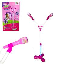 Microfone Duplo Infantil com Pedestal Glam Girls - Conecta com Celular