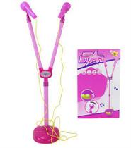 Microfone Duplo Infantil Musical c/ Pedestal - Bbr Toys