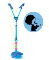 Microfone Duplo Infantil Pedestal Rock Show Luz Amplificador