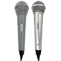 Microfone Duplo Karaoke Bar Com Cabo Leson Mk2 Prata E Cinza