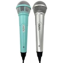 Microfone Duplo Karaoke Bar Com Cabo Leson Mk2 Prata E Verde Microfone Duplo Karaoke Bar Com Cabo Leson Mk2 Prata E Verde