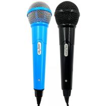 Microfone Duplo Karaoke Bar Com Cabo Leson Mk2 Preto E Azul Microfone Duplo Karaoke Bar Com Cabo Leson Mk2 Preto E Azul