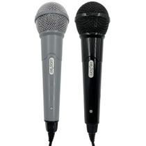 Microfone Duplo Karaoke Bar Com Cabo Leson Mk2 Preto E Cinza