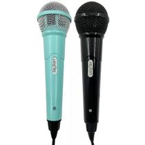 Microfone Duplo Karaoke Bar Com Cabo Leson Mk2 Preto E Verde Microfone Duplo Karaoke Bar Com Cabo Leson Mk2 Preto E Verde