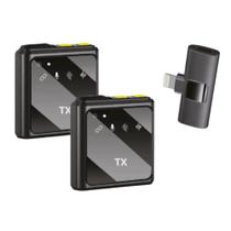 Microfone Duplo Lapela Sem fio Antirruído Compatível Iphone