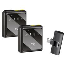 Microfone Duplo Lapela Sem fio Tipo C Antirruído XC-ML-08