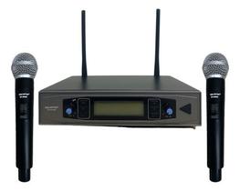 Microfone Duplo Mão Sem Fio Skypix Sk M58d Uhf 200freq Metal Microfone Duplo Mão Sem Fio Skypix Sk M58d Uhf 200freq Metal