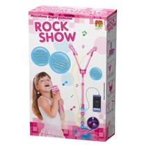 Microfone Duplo Pedestal Rock Show Rosa Dm Toys