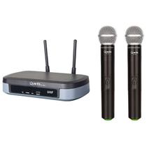 Microfone Duplo Profissional Quanta QTMWU104 Wireless Uhf Preto Microfone Duplo Profissional Quanta QTMWU104 Wireless Uhf Preto