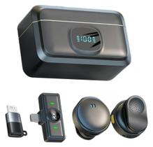 Microfone Duplo Q8 Sem Fio Usb-c Lightning Para Smartphone Lapela Influencers