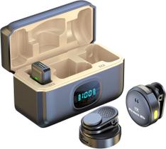 Microfone Duplo Q8 Sem Fio USB-C Lightning Para Smartphone Preto