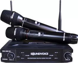 Microfone Duplo S/Fio Mm-320 Sf Uhf Recarregável SoundVoice