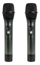 Microfone duplo s/fio profissional uhf pz de metal k65 plus