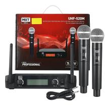 Microfone Duplo Sem Fio Digital 96 Canais 50m Profissional MXT UHF-520M