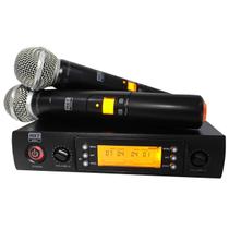 Microfone Duplo Sem Fio Digital Com 100 Canais MXT UHF 628M Com Maleta