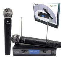 Microfone Duplo Sem Fio Dinâmico Wireless Karaokê P10 Vhf
