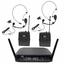 Microfone Duplo Sem Fio Headset E Lapela 2 Em 1 Mxt Uhf 526bp