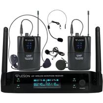 Microfone Duplo Sem Fio Headset Leson LS962 Preto
