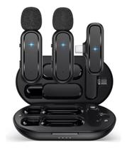 Microfone Duplo sem Fio Lapela Bluetooth PC android e iOs