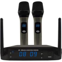 Microfone Duplo sem Fio LS926 UHF 16 Canais com Receptor com Display LCD Leson