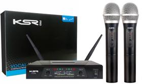 Microfone Duplo Sem Fio Mao + Mao Uhf Marca Ksr Kt2m