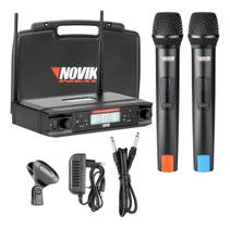 Microfone duplo sem fio novik uhf unk-660 auto scan