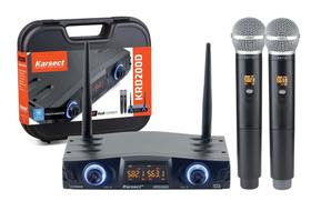 Microfone duplo sem fio profissional multi frequencias UHF Karsect KRD200DM