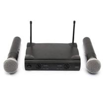 Microfone Duplo Sem Fio Profissional Wireless Unidirecional Receptor Musica Palestras Eventos - BYZ