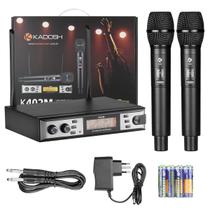 Microfone Duplo Sem Fio UHF Com Pilhas, Cabo E Maleta Kadosh K402M