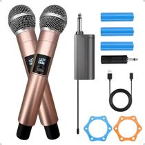 Microfone Duplo Sem Fio UHF Profissional, Alta Qualidade, Receptor Com Display LED, Som Nítido, Baterias Recarregáveis, Ideal Para Eventos, Palestras