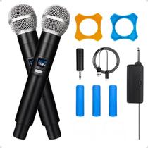Microfone Duplo Sem Fio UHF Profissional, Alta Qualidade, Receptor Com Display LED, Som Nítido, Baterias Recarregáveis, Ideal Para Eventos, Palestras