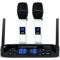 Microfone Duplo Sem Fio UHF Profissional Dinâmic LS916 Leson