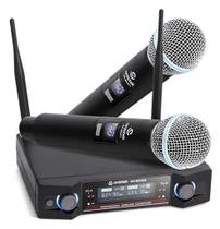 Microfone Duplo Sem Fio Uhf Visor Digital Microfone Duplo Sem Fio Uhf Visor Digital