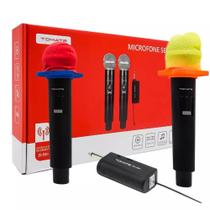 Microfone duplo sem fio wireless recarregável - tomate