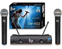 Microfone dylan duplo sem fio uhf dw-602 palco