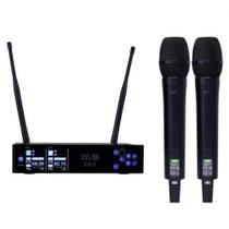 Microfone dylan profissional duplo sem fio qs5 uhf