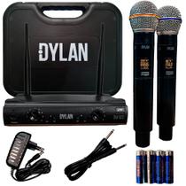 Microfone DYLAN Sem Fio Duplo Mão UHF DW-602 Max (Versão Nova)