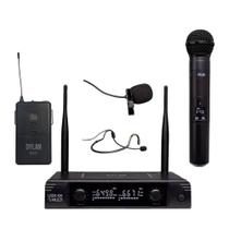 Microfone dylan sem fio duplo uhf transmissor udx-05