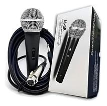 Microfone Dynamic Sm-58 Dyqsm58 Dinâmico Cardioide Com Cabo Preto