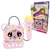 Microfone E Caixa De Som Infantil De Urso Para Crianças Brinquedo Musical Ursinho Colorido Meninas e Meninos