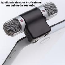 Microfone Estéreo Celular Câmera Notebook Audio Profissional Som Gravações Entrevistas Lives
