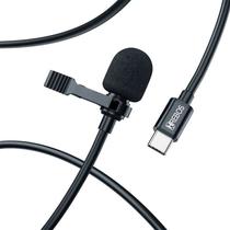 Microfone Externo de Lapela HD com Entrada Tipo C e cabo de 1,5m