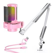 Microfone FIFINE A8T USB Streaming Gaming Kit rosa