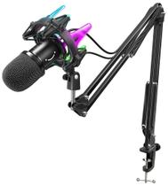 Microfone Fifine Amplirocket K651 Kit RGB para Streaming/Podcasting Preto