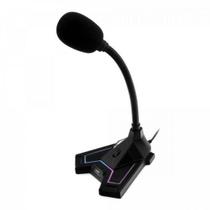 Microfone Gamer C3Tech MI-G100BK LED USB Captação Omnidirecional 360 c/ Suporte p/ Smartphone